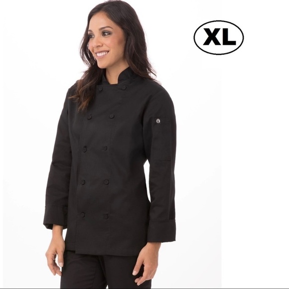 NWT - Chef Works, Women's Marbella Chef Coat in Black. Size: XL - Picture 2 of 8